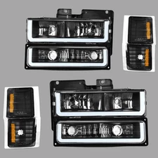 Headlights+Bumper+Corner Lamps LED DRL For 94-99 Chevy C/K Silverado Suburban