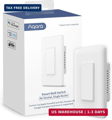 Aqara Smart Light Switch (No Neutral, Single Rocker), Requires AQARA HUB