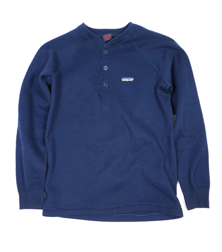 Vintage Patagonia Capilene Sweatshirt Fleece Pullover Men M Blue Henley Made USA - Picture 1 of 4