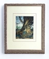 William Timlin / Original art scene of fairies Gossip Signed 1942