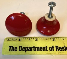 Red Ceramic Cabinet Knobs Drawer Pulls 1.5" Wide Retro Vintage Set of 2 New