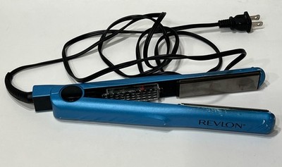 Revlon Blue Titanium Flat Iron Hair Straightener 1'' Easy Glide On/Off Switch
