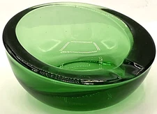 Small Viking Round Green Glass Orb Ashtray Cigarette Cigar Man Cave Home Bar