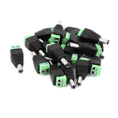 #ad 20pcs Male DC Power Jack Terminal Connectors for CCTV Power Connector 5.5x2.5mm $13.33