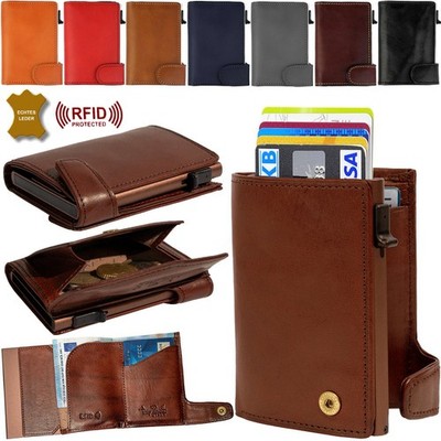 TONY PEROTTI Leather Metal Wallet RFID NFC Credit Card Holder Coin Pocket