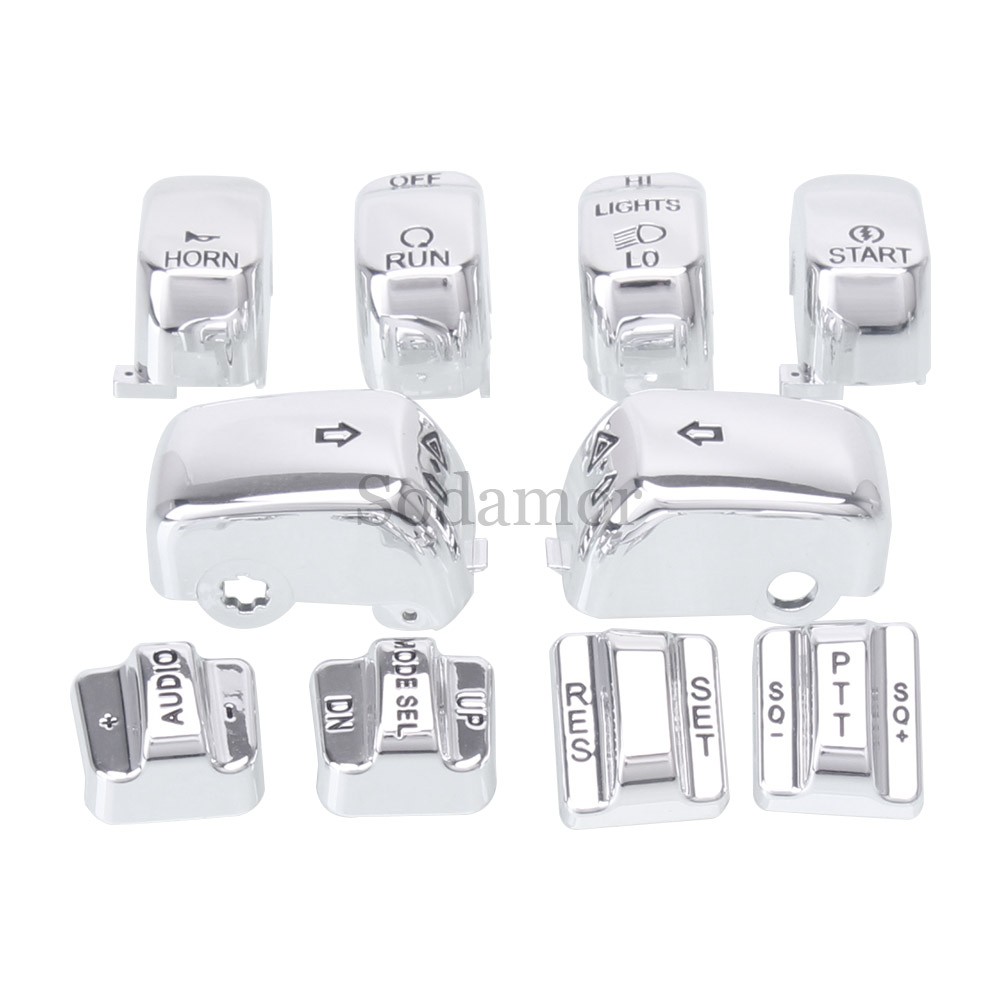 Chrome Hand Control Switch Housing Covers Buttons Caps For Harley Electra Street