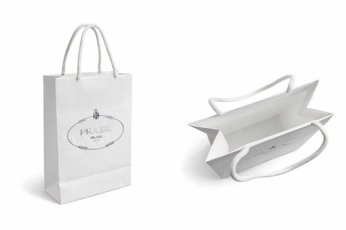 Pack Of 10 PRADA Milano White Paper Embossed Gift Shopping Bag NEW & AUTHENTIC