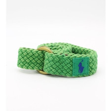 Polo Ralph Lauren DOUBLE O-RING Men's M Braided Canvas/Leather Trim Belt NWT
