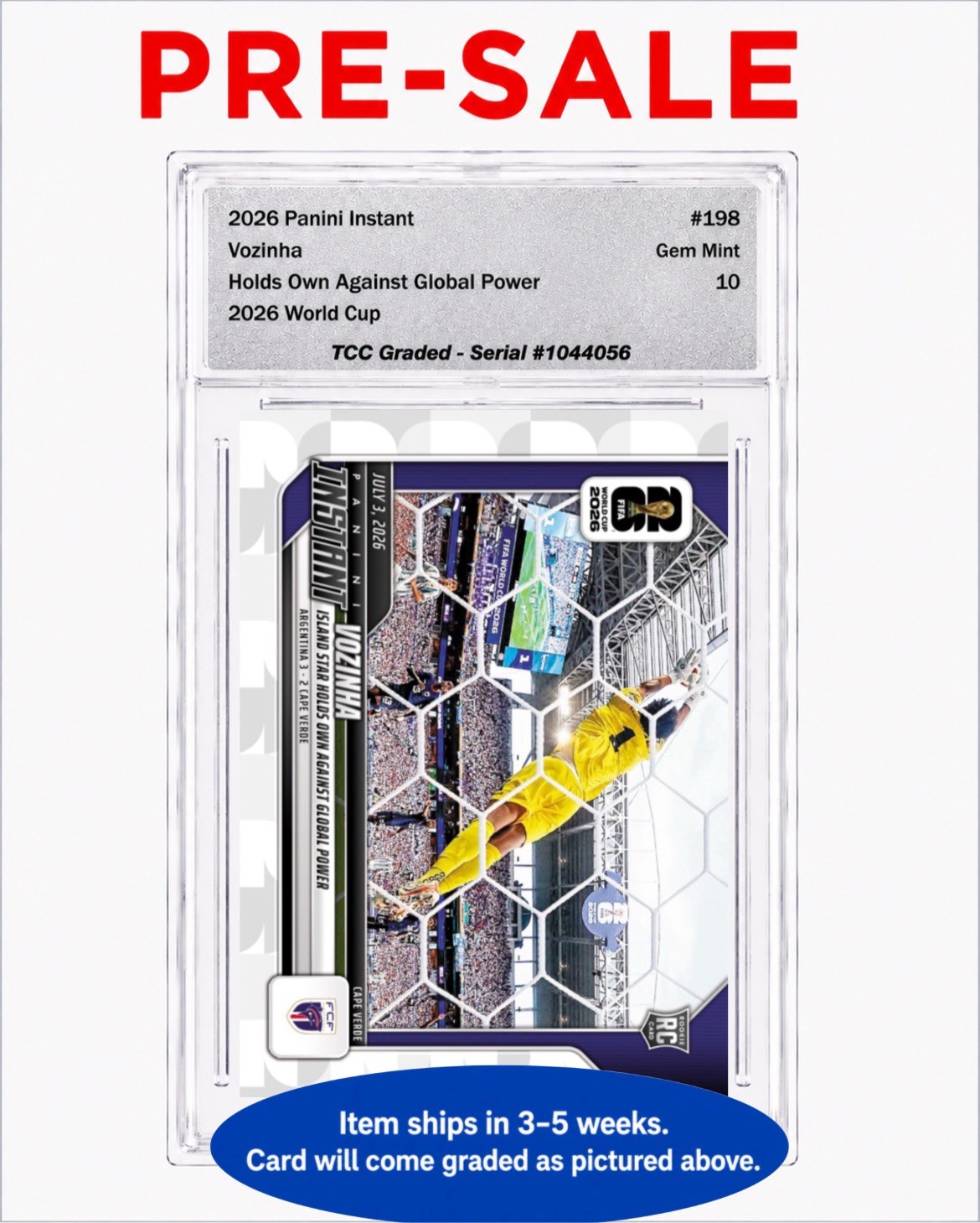 Presale 2026 Panini Instant World Cup Vozinha #198 TCC Graded Gem Mint 10 view 3