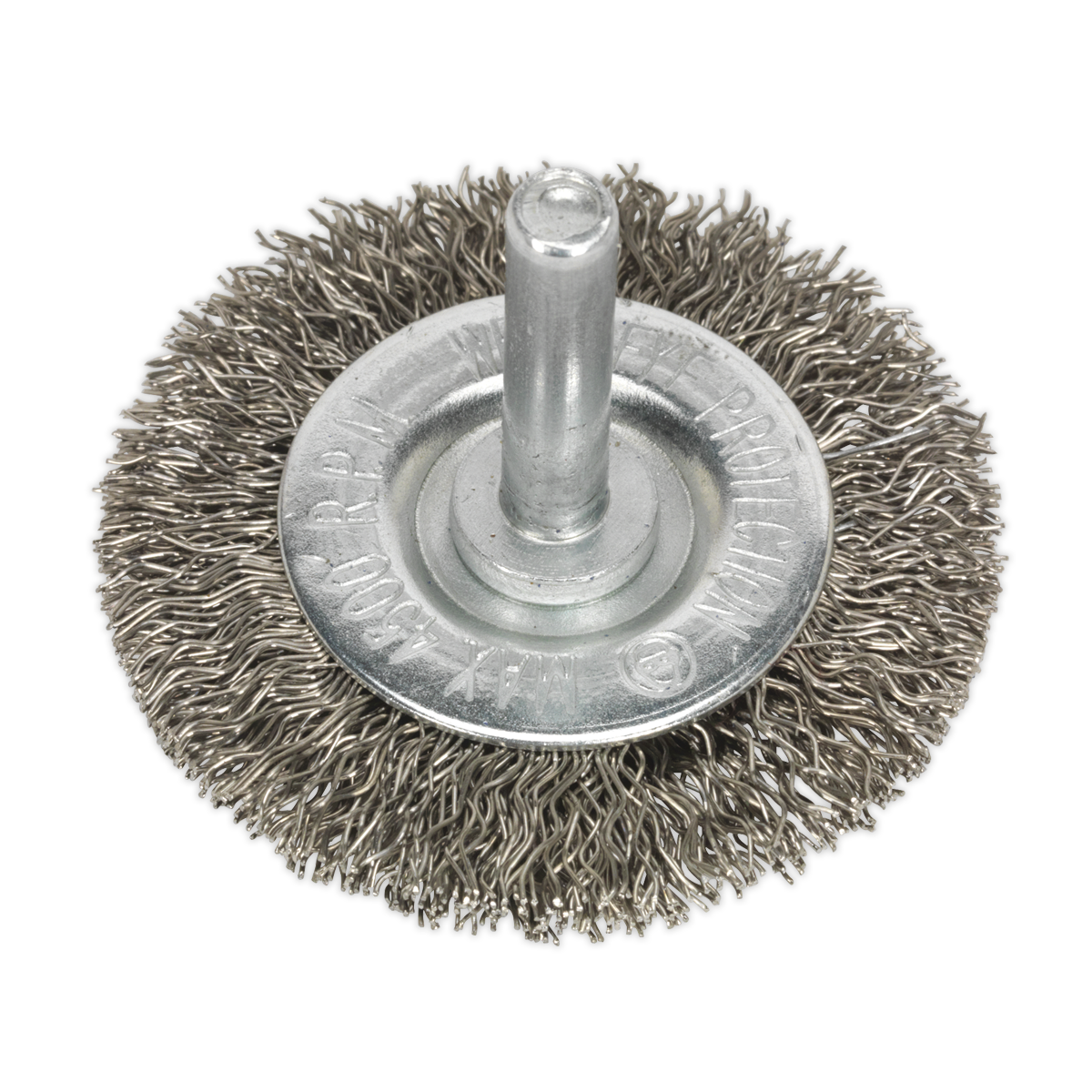 Crimped Flat Wire Brush Stainless Steel Ø50mm Ø6mm Shaft