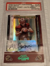 2005 Playoff Contenders - Rookie Ticket Alex Smith #106 Green 1/15  1/1? psa 8
