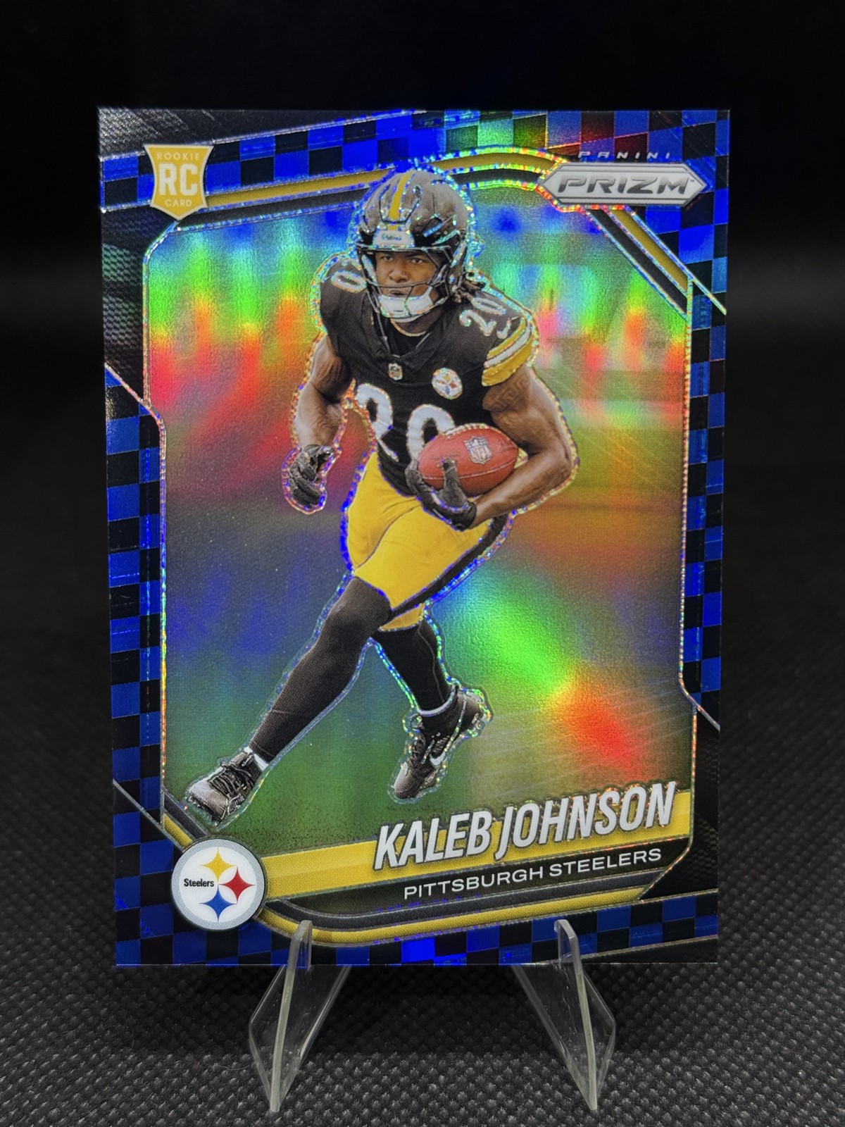 2025 Panini Prizm - Rookies Kaleb Johnson #375 Black & Blue Checker Prizm (RC)