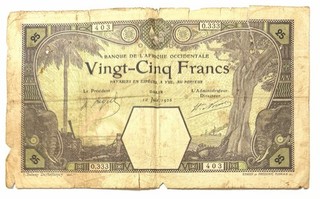 Billet Banque 25 Francs 1926 Afrique Occidentale Dans L’état REF02253