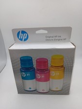 HP 31 Cyan, Magenta, Yellow Ink Bottles 3-Pack  Exp. 05/2026 New
