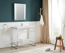 Orchard 36" Console Sink in Brushed Nickel with Glossy White Counter Top