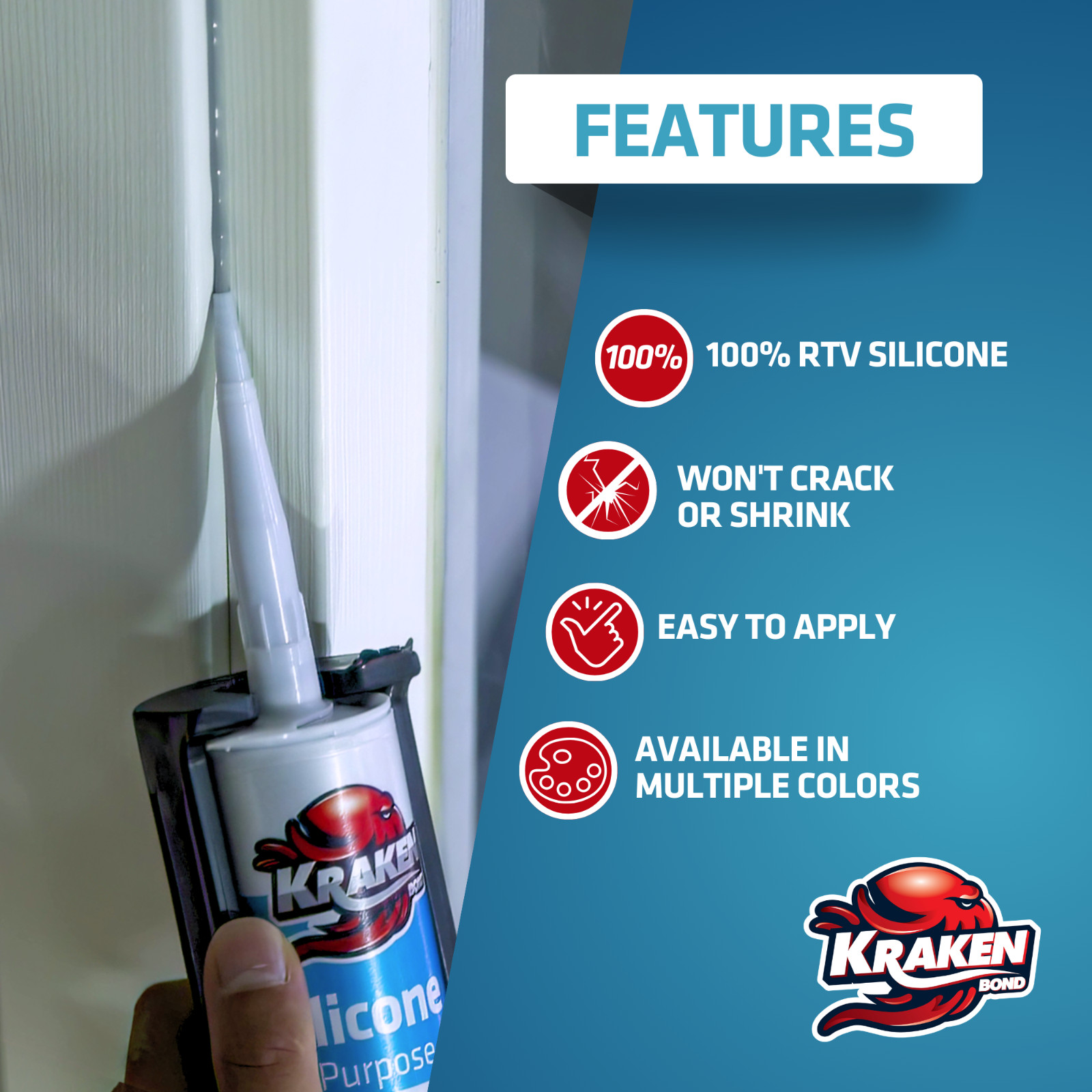 Kraken Bond RTV Silicone All Purpose, 10.1oz 4 Pack – White