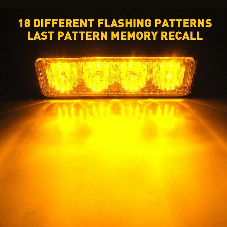 1/5 piezas Ámbar 4LED Coche Camión Baliza de Emergencia Advertencia Peligro Flash Luces Estroboscópicas Foto 4 de 4