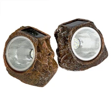 Solar Garden Rock Lights Outdoor, 2 Pack 10 LED Waterproof Solar Powered Rock Li