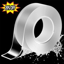 16.5FT Transparent Tape Double Sided Traceless Washable Adhesive Invisible Gel