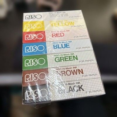 RISO Hi-Mesh Ink 7 Color Set for Paper Ideal Science Industrial #6cecef