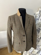 JOULES BROWN/BLUE BLAZER JACKET  WOOL UK12 ASTER STYLE HOUNDSTOOTH CHECK VGC