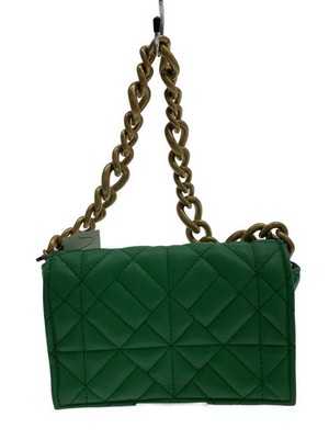ZARA Shoulder Bag, Leather, Green, Plain