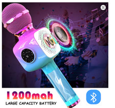 Wireless 5-in-1 Bluetooth Karaoke Microphone Speaker for Kids  Adults