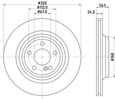 2x HELLA Bremsscheiben Hinten passend für MERCEDES-BENZ SL (R231) 320mm 8DD