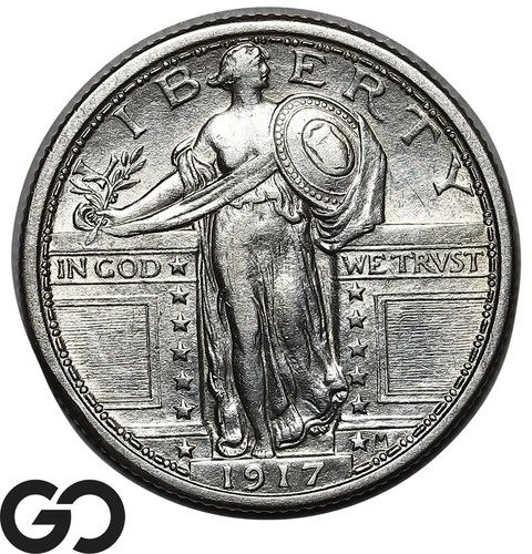 1917 Standing Liberty Quarter, Type 1, Choice XF+