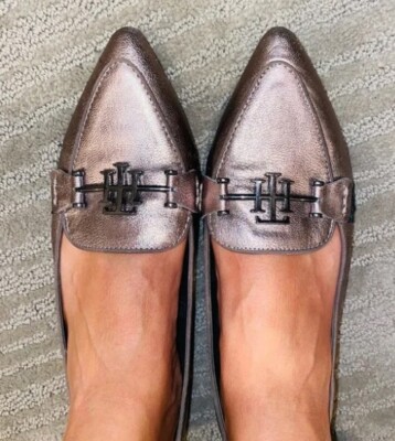 Tommy Hilfiger Tomina Shoes Bronze Loafer Flat Pointed Toe Slip