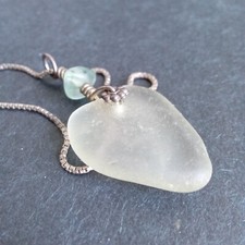 Artisan Sea Glass Pendant Sterling Silver Necklace
