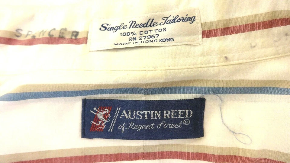 AUSTIN REED MENS WHITE STRIPED BUTTON DOWN DRESS SHIRT SIZE 15.5 32/33 - Image 4 of 4