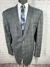 JOSEPH  FEISS Mens Gray Check BIG  TALL Wool Sport Coat Blazer Jacket SIZE 48R