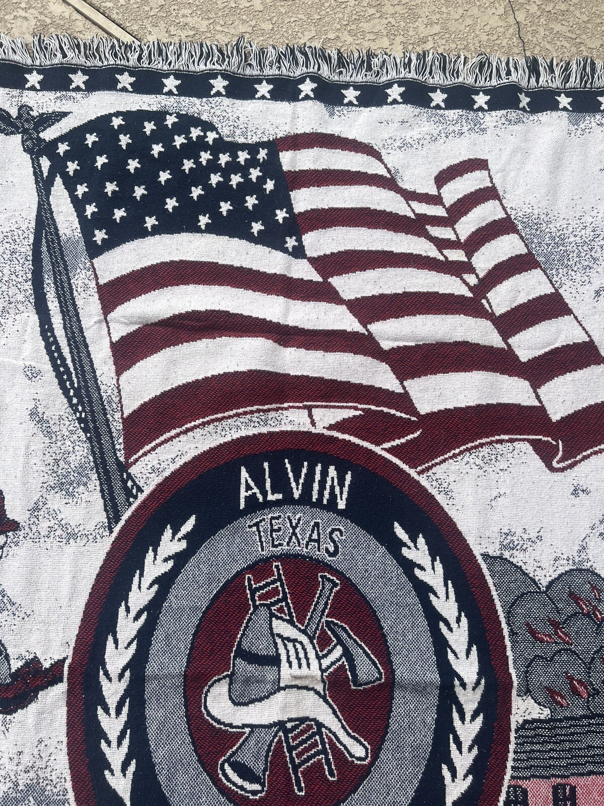 Alvin texas Volunteer Fire Department Throw Woven blanket red white