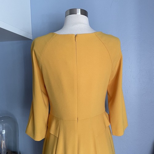 PORTS 1961 Yellow Peplum Sheath Dress Rhinestones Size 2 - Picture 7 of 12