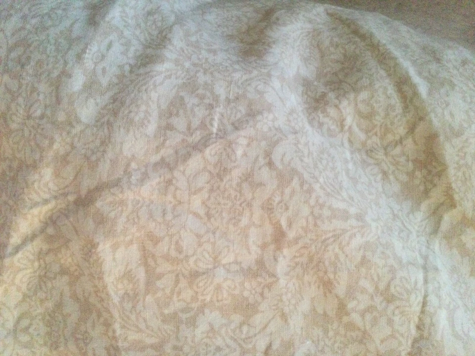 Tela Shabby Chic Damasco 54-55" 100% Lino Taupe Claro y Blanco Suave (por yarda) Foto 3 de 4