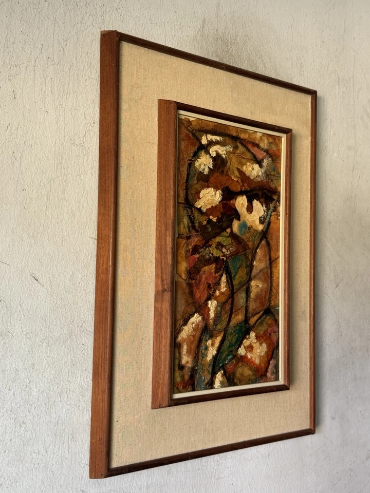 PINTURA AL ÓLEO EXPRESIONISTA ABSTRACTA MODERNA DE COLECCIÓN ARTE MODERNISTA ANTIGUO Foto 2 de 4