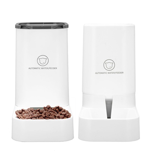 2x White 3.8L Automatic Pet Dog Cat Food Drink Dispense Bowl Dishr