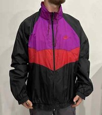 NIKE VINTAGE 1990s TRACK JACKET RAINCOAT NYLON MULTICOLOR RAVE BLOCK WINDRUNER