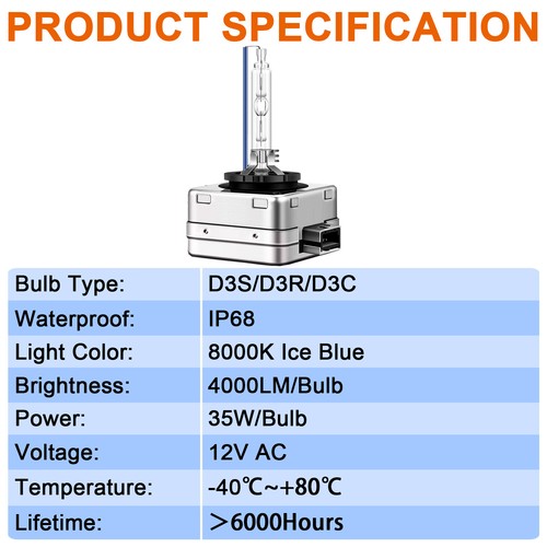 2 Pack Xenon D3S D3R D3C 8000K Ice Blue Xenon HID Bulbs Lamp Replace Factory - Picture 6 of 14