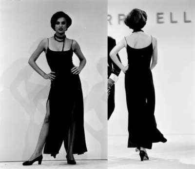 Perry Ellis Marc Jacobs Fall 1992 Flare Slit Leg Black Rayon