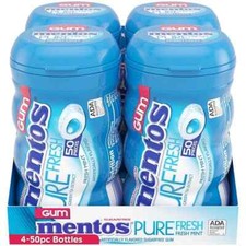 Mentos Pure Fresh Sugar-Free Chewing Gum with Xylitol,Fresh Mint,Pack of 4, 50pc