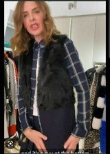Gilet gilet lungo lana Zara donna blu navy gilet cappotto con pelliccia sintetica trinny S