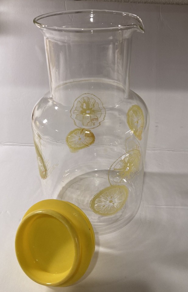 Vintage Pyrex 3520 Glass Juice Pitcher Carafe Oranges Lemons 2 Quart ...