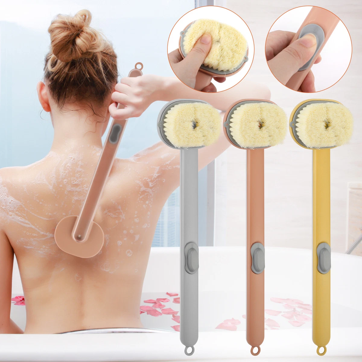 Back Brush Long Handle for Shower, Back Scrubber, Shower Brush for Body  with Soft Bristles, Exfoliation and Improved Skin Health Back Washer for  Men