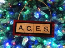 Las Vegas Aces Christmas Ornament WNBA Scrabble Tiles HandCrafted in USA