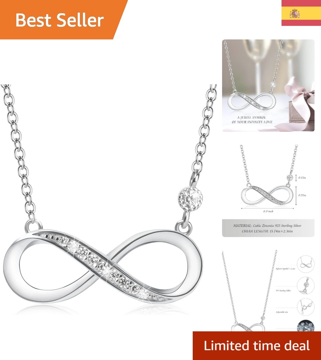 Collar de Plata 925 Ajustable con Diseño de Infinito para Regalos Especiales
