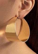 Gold Hoop Earrings Metal Chunky Statement Large Huge Hoops Big