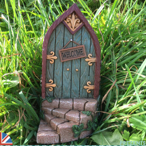 LARGE Fairy Door Elf Pixie Steps Wooden Stone Magical Garden Outdoor 19cm 39153 - Picture 1 of 2