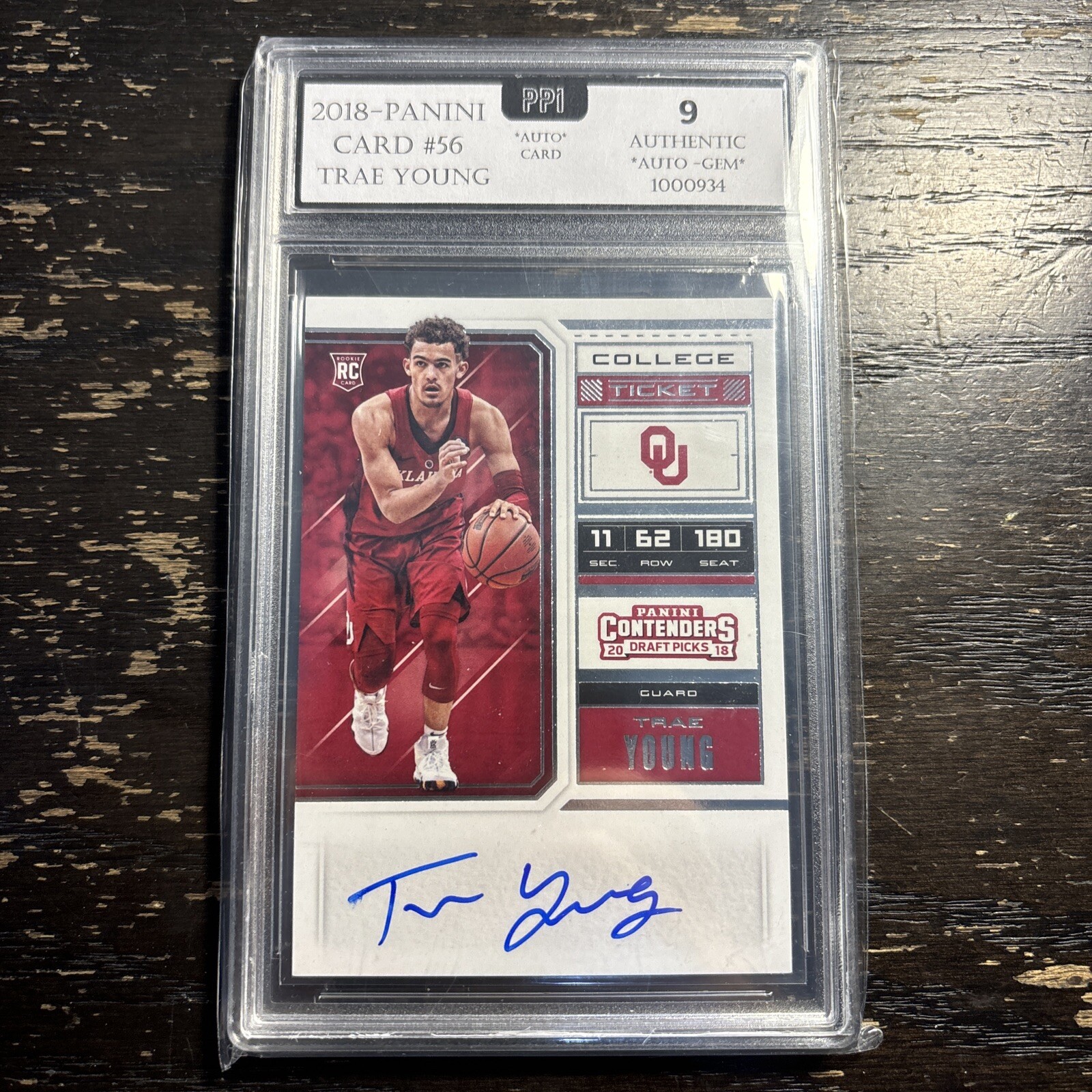 Trae Young 2018 Contenders Draft Picks Rookie RC Auto PSA 9 - 10/15